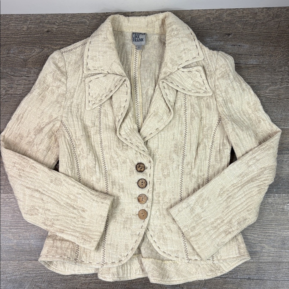 People Like Frank Textured Linen Blend Blazer (Size Medium)